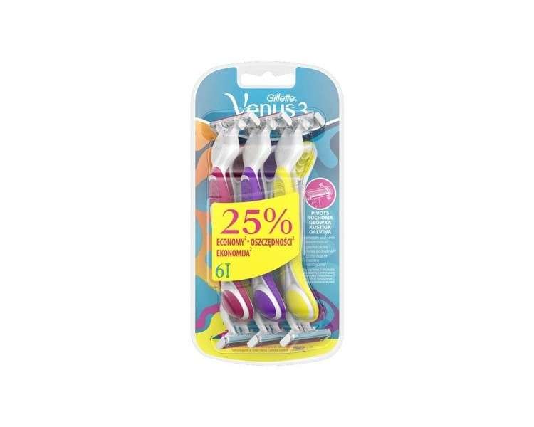 Gillette Compatible Venus 3 Disposable Razors 6's