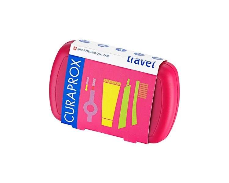 Curaprox Travel Set Red - Collapsible Travel Toothbrush CS 5460 with 'Be You' Travel Toothpaste and 2 Interdental Brushes CPS Prime 07 and 09 - Dental Care Set 9.5cm x 6cm