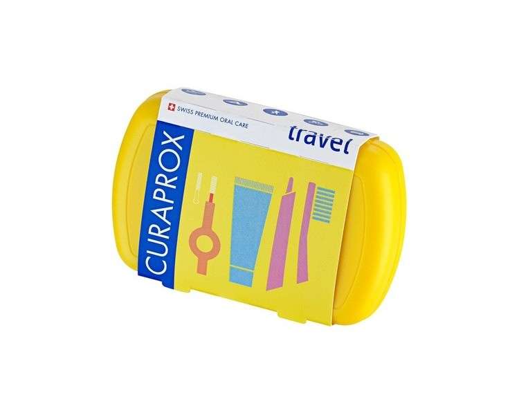 Curaprox Travel Set Yellow - Collapsible Travel Toothbrush CS 5460 with 'Be You' Travel Toothpaste and 2 Interdental Brushes CPS Prime 07 and 09 - Dental Care Set 9.5cm x 6cm