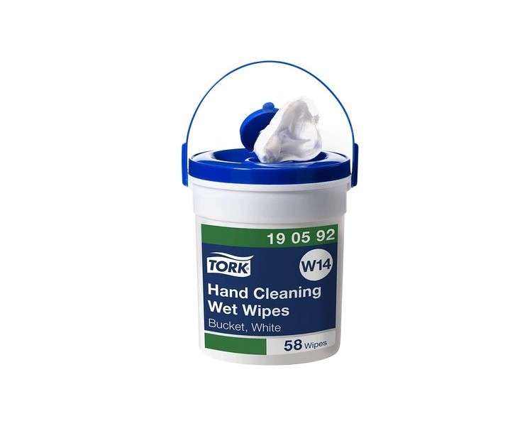 Tork Moist Hand Cleaning Wipes in Dispenser Bucket White W14 Fragrance Free 1x58 Wipes