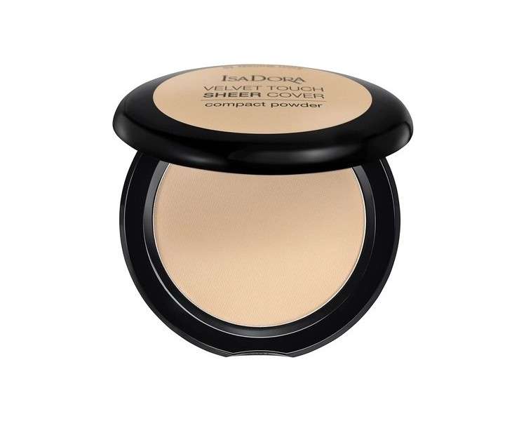 IsaDora Pressed Powder Velvet Touch Sheer Cover Translucent Face Powder Compact Matte Silky Smooth Shine Control Setting Powder 10g 41 Neutral Ivory