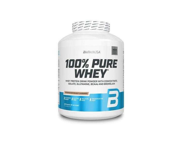 BioTechUSA 100% Pure Whey Protein Complex with Bromelain Enzyme and Amino Acids 2.27kg Cookies & Cream