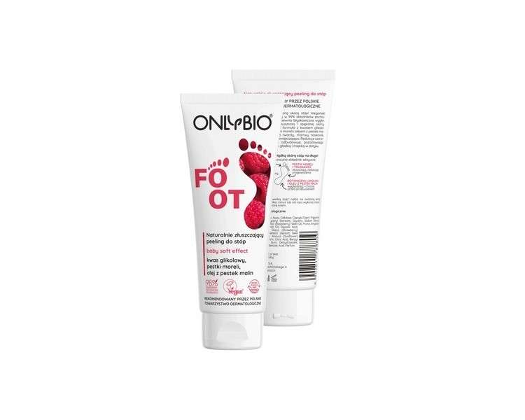 ONLYBIO Foot Exfoliator with Glycolic Acid Papain Apricot and Strawberry Seeds for Soft Skin - Natural Vegan and Plant-Based