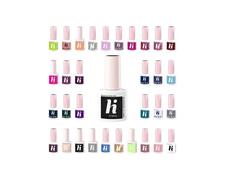 Hi Hybrid UV Gel Nail Polish in Popular Beige, Blue, Brown, Pink, Yellow, Gold, Green, Grey Colors 5ml 425 Black Silver