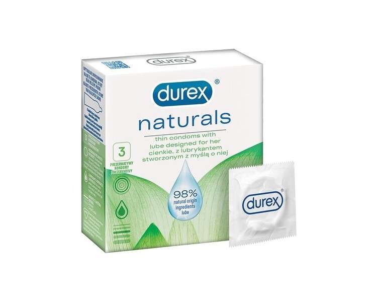 Durex Naturals Natural Latex Condoms 3 Pack
