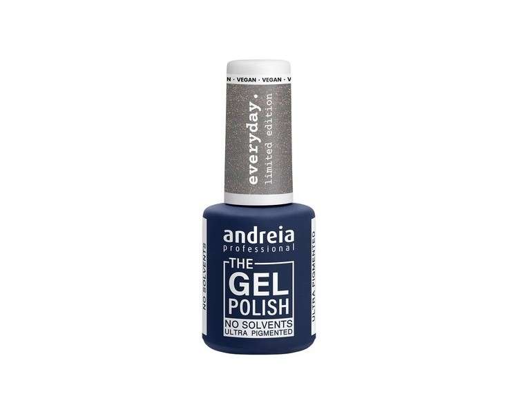 Andreia Professional The Gel Polish Solvent Free Gel Limited Collection Color ED1 Grey with Gold Shimmer