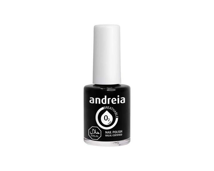 Andreia Halal Breathable Nail Polish Water Permeable Glossy Vegan and Cruelty-Free B21 Black Glossy 10.5ml