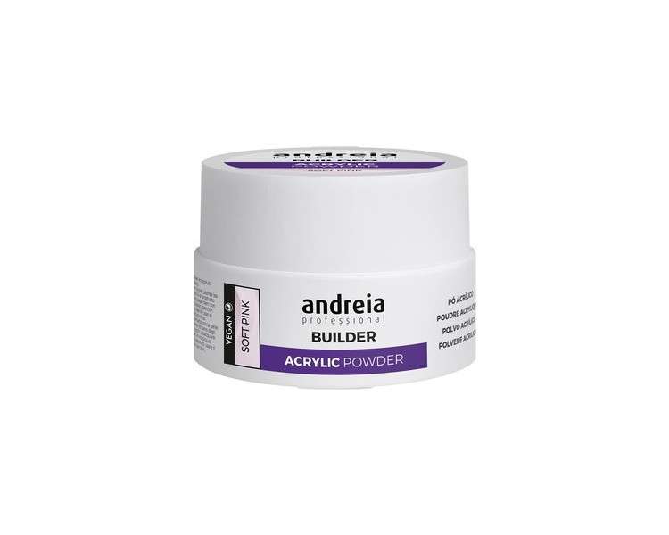 Andreia Professional Acrylic Builder Powder for Nail Extensions Soft Pink 20g - Salon Quality Self-Leveling and Long-Lasting