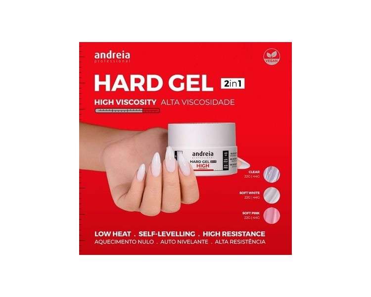 Andreia Professional Builder 2 in 1 Gel Medium Viscosity Clear 22g 0.78oz - Vegan for Nails