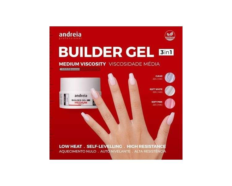 Andreia 3-in-1 Soft White Construction Gel 22g Vegan Medium Viscosity