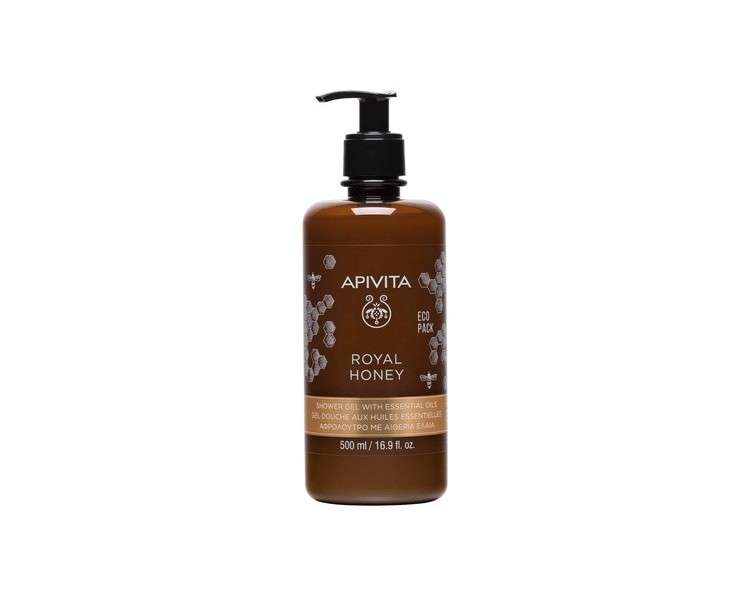 APIVITA Royal Honey Creamy Shower Gel with Essential Oils 16.9 fl.oz. for Dry Skin with Honey & Propolis Extract