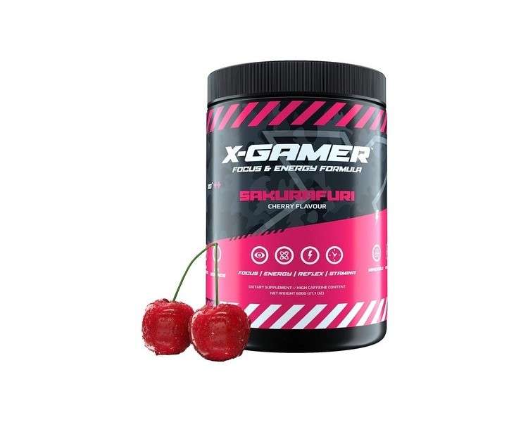 X-Gamer X-Tubz Gaming Booster Powder Sakurafuri Flavor 600g 60 Servings