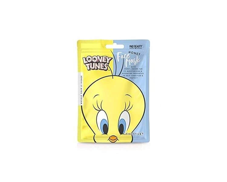 MAD Beauty Disney Looney Tunes Tweety Face Mask Moisturizing and Relaxing Sheet Mask for Nourished Skin and a Beautiful Complexion