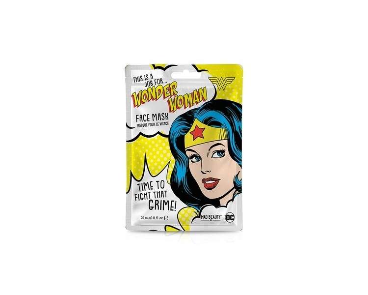 MAD Beauty DC Superheroes Wonder Woman Face Mask 31g Moisturizing and Refreshing Sheet Mask for Nourished Skin and a Beautiful Complexion