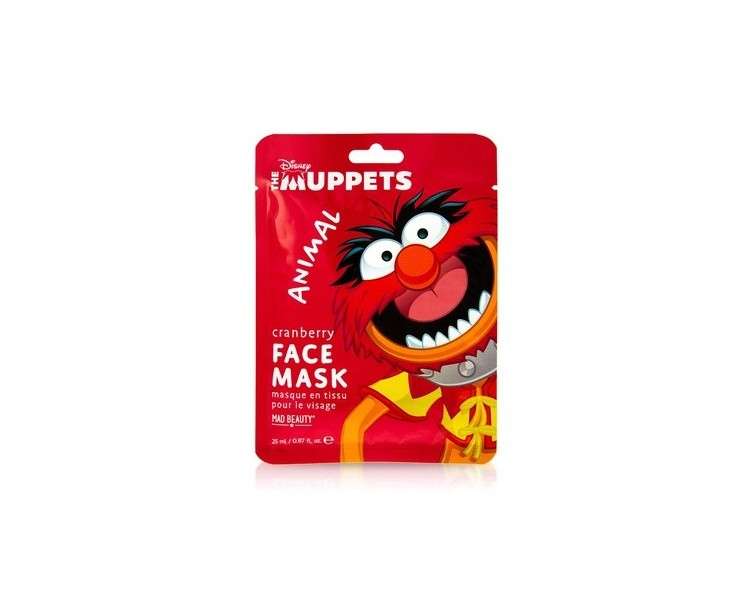 MAD Beauty Disney Muppet Animal Face Mask Moisturizing and Refreshing Sheet Mask with Cranberry Extract 30g