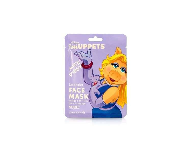 MAD Beauty Disney Muppet Miss Piggy Face Mask Moisturizing and Relaxing Sheet Mask with Lavender Extract 30g