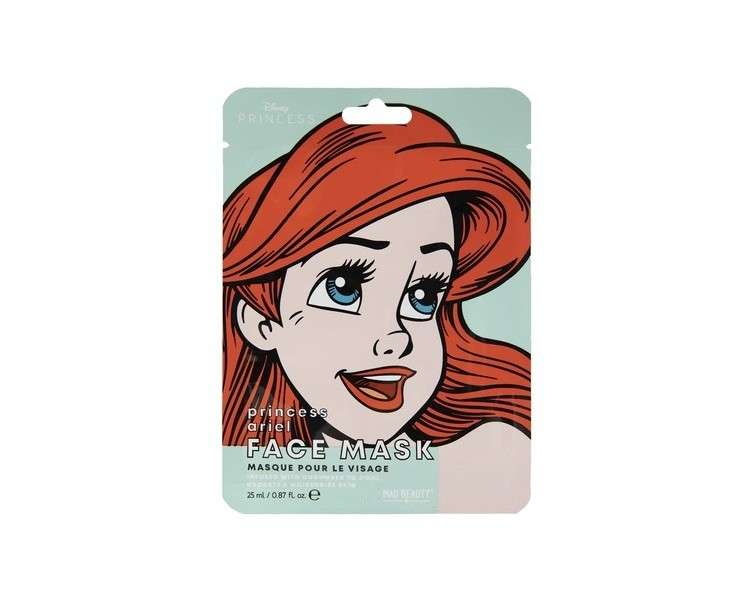 MAD Beauty Disney Ariel Mermaid Face Mask Moisturizing and Soothing Sheet Mask for Nourished Skin and a Beautiful Complexion 30g