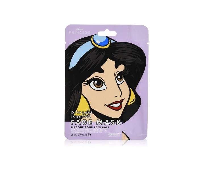 MAD Beauty Disney Jasmine Aladdin Face Mask Moisturizing and Soothing Sheet Mask for Beautiful Skin and Complexion 30g