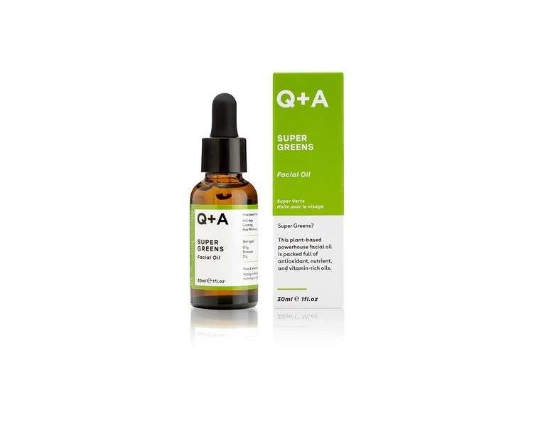 Q+A Super Greens Face Oil with Broccoli, Apple, Kale, and Zucchini Extracts 30ml