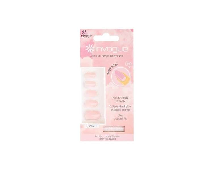 Invogue Oval False Nails Baby Pink 28 Nails 25g