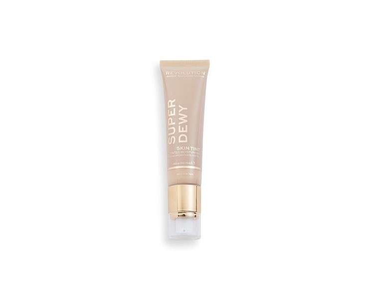 Revolution Superdewy Tinted Moisturiser Light Coverage Makeup Evens Skin Tone Medium Tan 1.85fl.oz/55ml