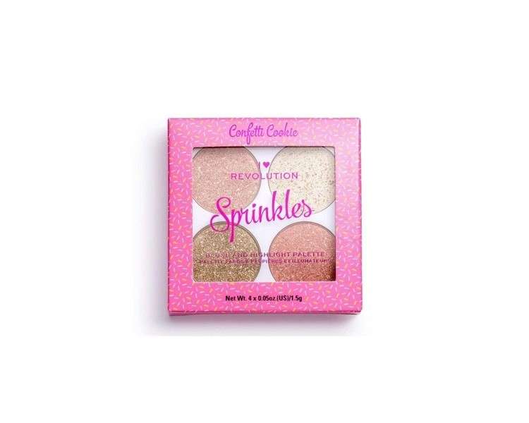 Heart Makeup Revolution Sprinkles Confetti Cookie Blusher Highlighter Palette