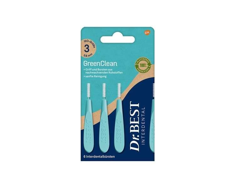 Dr.BEST GreenClean Interdental Size 3 Interdental Brushes for Gentle Cleaning of Interdental Spaces 0.6mm