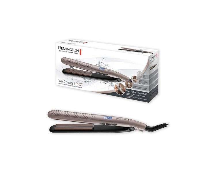 Remington Wet2Straight Pro Hair Straightener with Exclusive Venting System and Moisture Sensor LCD Display 140-230°C