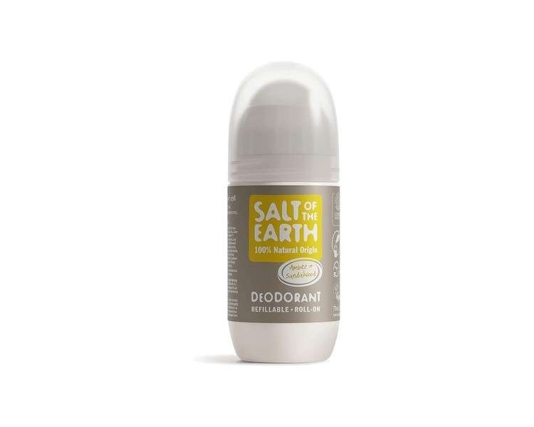 Salt of the Earth Refillable Natural Deodorant Roll On Amber & Sandalwood 75ml