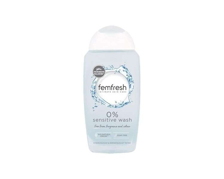 Femfresh 0% Sensitive Intimate Wash Feminine Hygiene Shower & Bath Gel Cleanser 250ml Blueberry