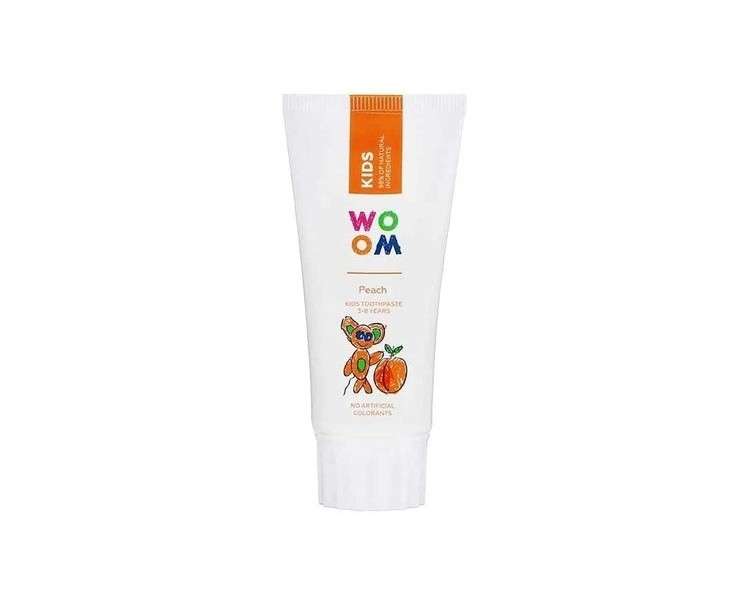 WOOM Kids Peach Toothpaste 50ml Helps Prevent Cavities and Strengthen Baby Teeth Enamel