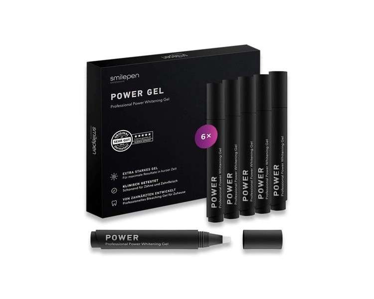 Smilepen Power Whitening Gel Refill Set with 6 Gel Pens for Up to 14 Shades Whiter Teeth