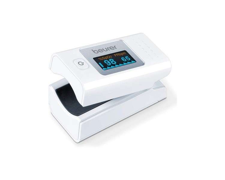 Beurer PO 35 Pulse Oximeter for Measuring Oxygen Saturation and Heart Rate with Easy-to-Read Color Display - White