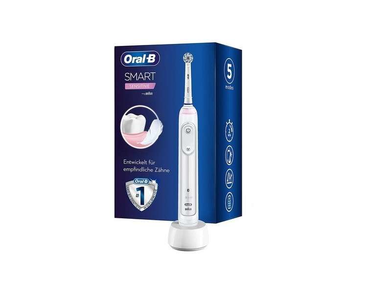 Oral-B Smart Sensitive Electric Toothbrush with 5 Cleaning Modes including Sensitive and Bluetooth App, Visual Pressure Sensor, Designed by Braun - Single