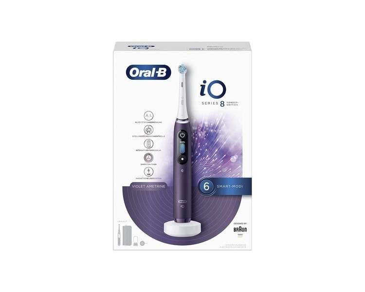 Oral-B iO Series 8 Electric Toothbrush with 6 Cleaning Modes and Magnetic Technology - Special Edition Violet Parametrine