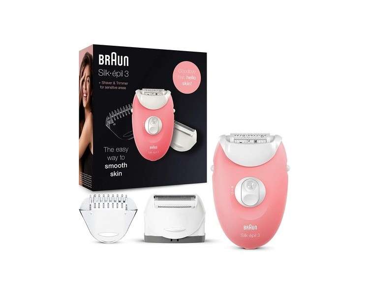 Braun Silk-Epil 3-Beauty-Set for Women Hair Removal  Flamingo/ White Pink