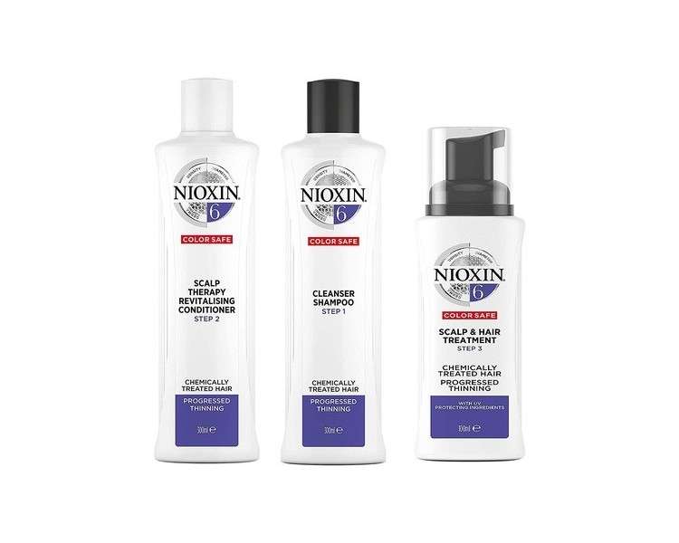 Nioxin 3-Part System 6 Chemically Treated Hair with Progressed Thinning Hair Treatment Scalp Therapy Hair Thickening Treatment Loyalty Kit