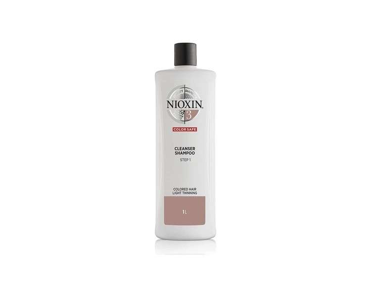 Nioxin 3-Part System 3 Colored Hair with Light Thinning Hair Treatment Scalp Therapy Hair Thickening Treatment Shampoo 1L