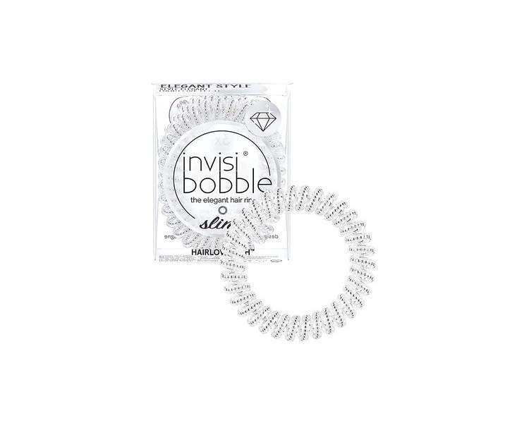 invisibobble Slim Hair Ties Chrome Thin Silver Metallic for Girls and Women - Elegant Look and Strong Hold - Designed in the Heart of Munich