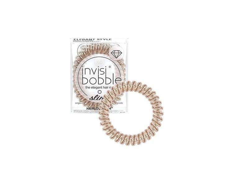 invisibobble Slim Hair Ties Bronze - Thin Hair Elastics for Girls and Women with Elegant Look and Strong Hold - Designed in the Heart of Munich Bronze Pearl