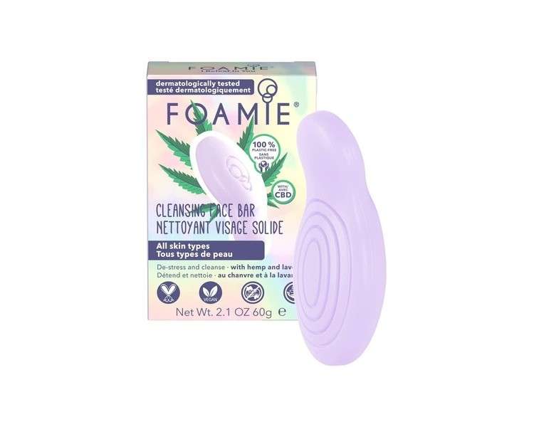 FOAMIE Relaxing Hemp and Lavender Face Bar with CBD pH-Balanced Soap-Free Sulfate-Free Paraben-Free Made in UK