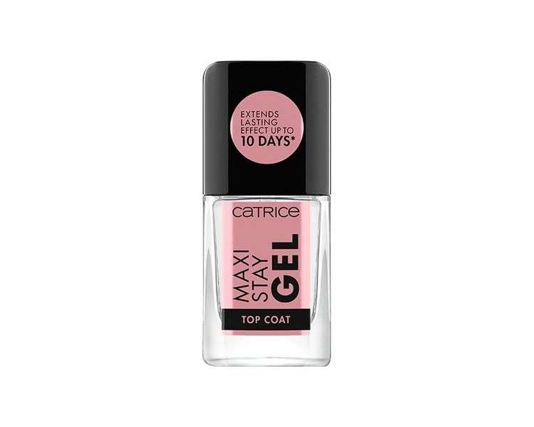 Catrice Maxi Stay Gel Top Coat Clear Long-Lasting Glossy Vegan Nail Polish with No Acetone or Microplastic Particles 10.5ml