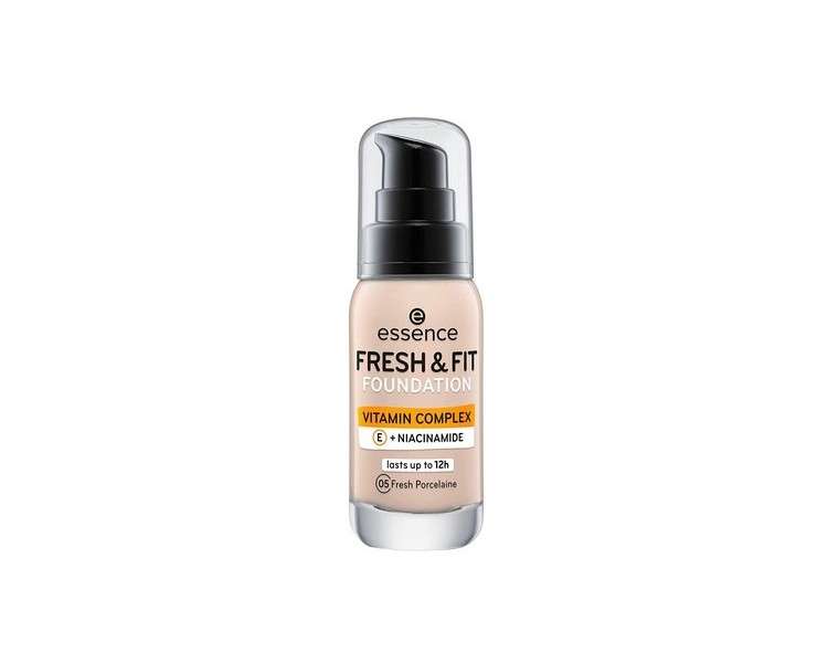 Essence Fresh & Fit Foundation Makeup with Vitamins 30ml - Shade 05 Fresh Porcelain Nude Vegan