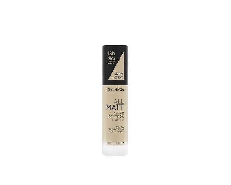 Catrice All Matt Shine Control Make Up Foundation 30ml - Neutral Nude Beige