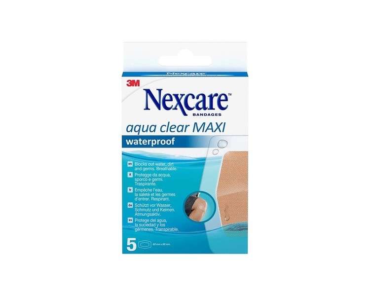 Nexcare Aqua Clear MAXI Waterproof Bandages 60mm x 88mm 5 Pack