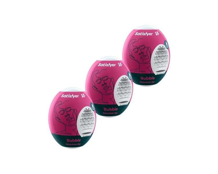 Satisfyer Masturbator Egg Riffle Texture Hydro-Active TPE - Bubble Style 3 Pack