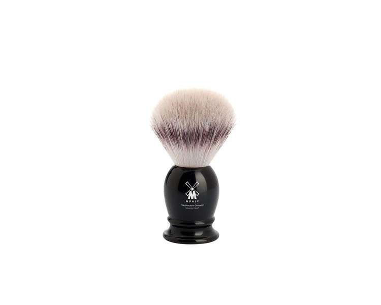 MÜHLE CLASSIC Shaving Brush with Silvertip Fibre Small Black Edelharz Handle - Handmade Vegan