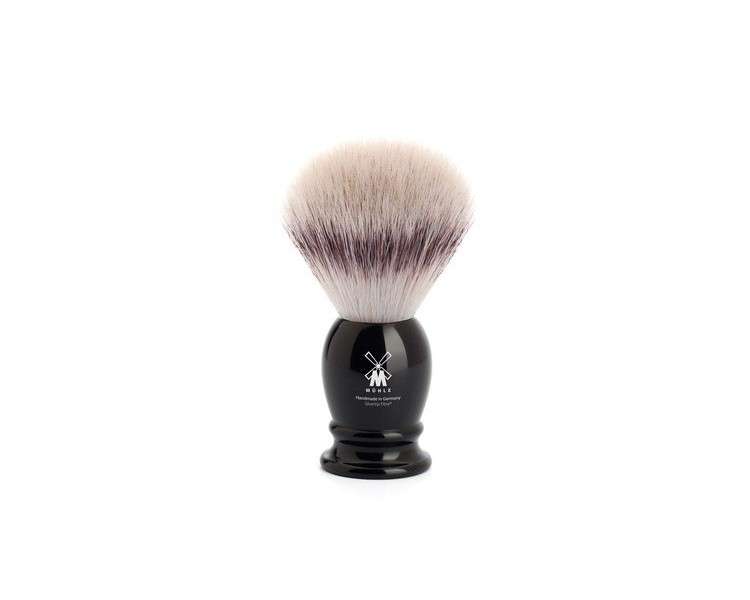 MÜHLE CLASSIC Shaving Brush with Silvertip Fibre Medium Black Resin Handle - Handmade Vegan