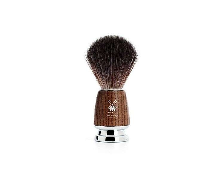 MÜHLE RYTMO Shaving Brush with Black Fibre Bristles and Elegant Ash Wood Handle - Vegan