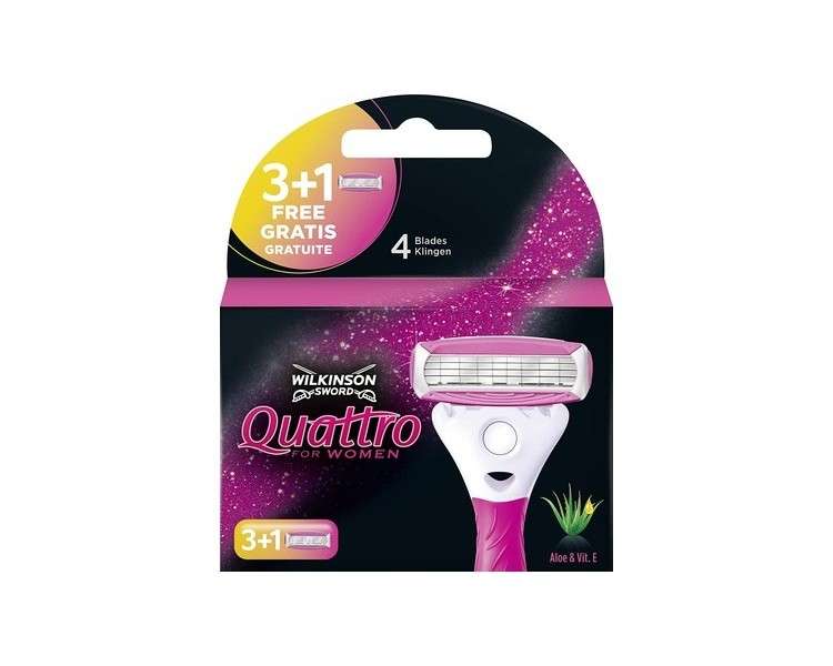 Wilkinson Sword Quattro for Women 3 Razor Blades plus 1 Free Blade